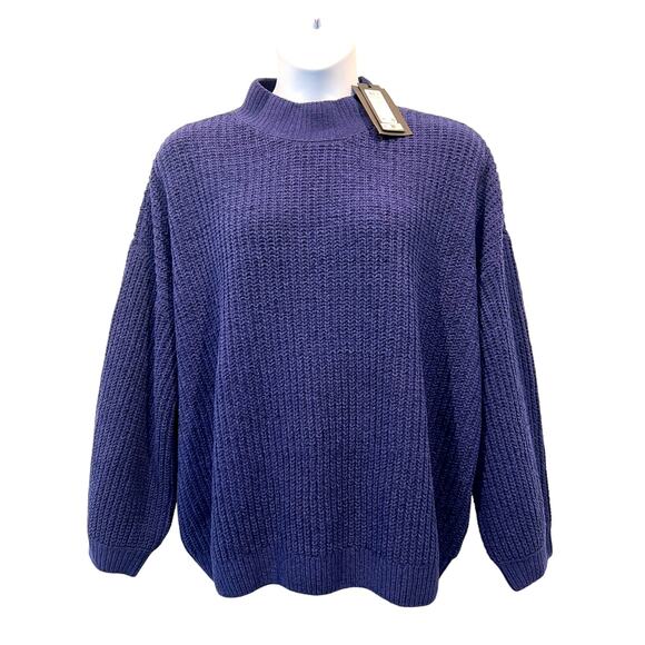 Vero Moda Mock Neck Pullover Casual Relaxed Sweater Blue Women's Size 3X NEW! - Picture 2 of 12